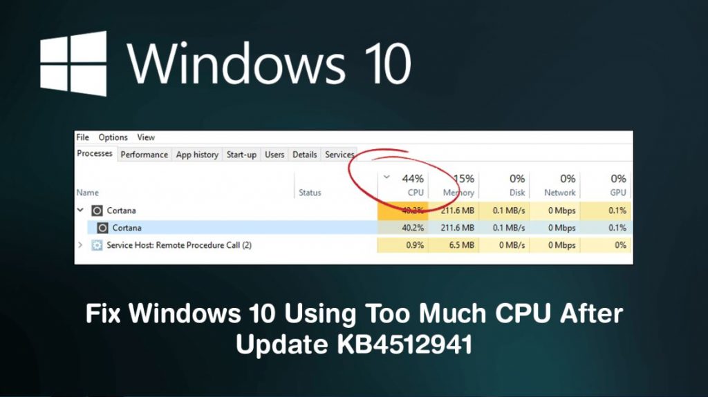 How to make High CPU Usage After Windows 10 KB4512941 Update Mixarena