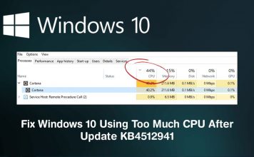 How to make High CPU Usage After Windows 10 KB4512941 Update